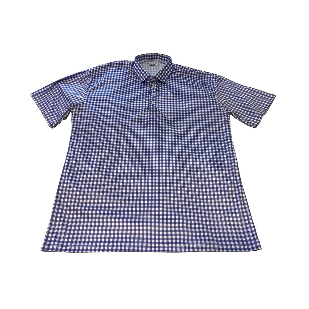 Collars & Co. Dress Collar Polo Mens 2XL Purple Gingham Plaid 100% Polyester